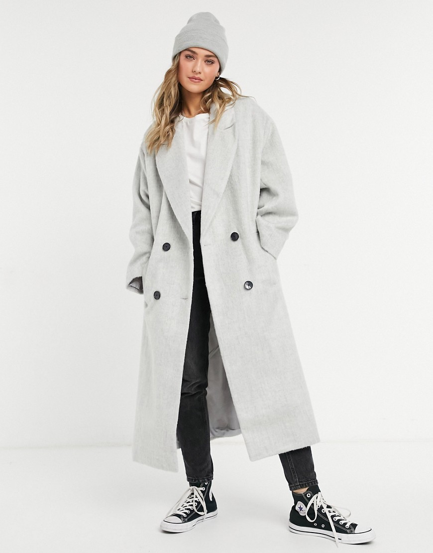 фото Серое пальто в стиле oversized с начесом asos design-серый