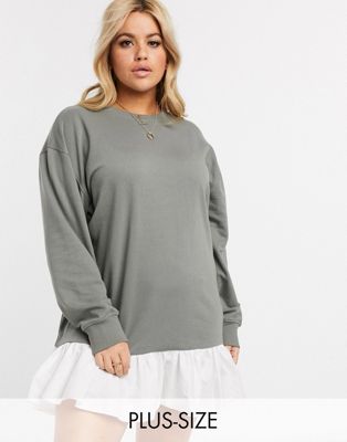 фото Серое платье-свитер с рубашечной кромкой missguided plus-серый