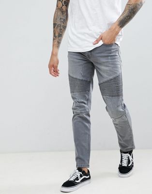 фото Серые байкерские джинсы скинни threadbare-серый