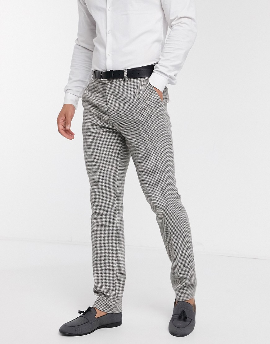 фото Серые брюки скинни из ткани с добавлением шерсти asos design wedding-серый