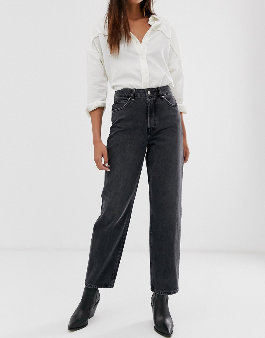 фото Серые джинсы прямого кроя с завышенной талией selected femme-серый