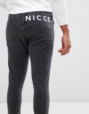 фото Серые джинсы скинни с логотипом nicce-серый