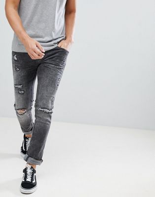 фото Серые джинсы скинни с рваной отделкой blend cirrus-серый