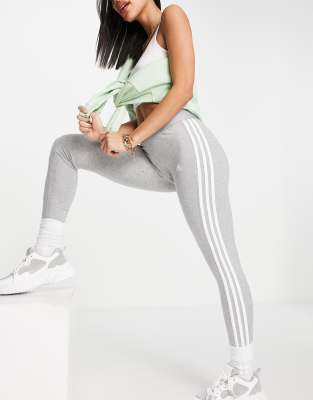  Серые леггинсы с тремя полосками adidas Training Essential-Серый
