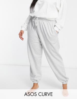 фото Серые меланжевые oversized-джоггеры для дома asos design curve-серый asos curve