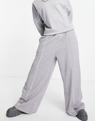 фото Серые меланжевые oversized-джоггеры с широкими штанинами и кантом от комплекта asos design-серый