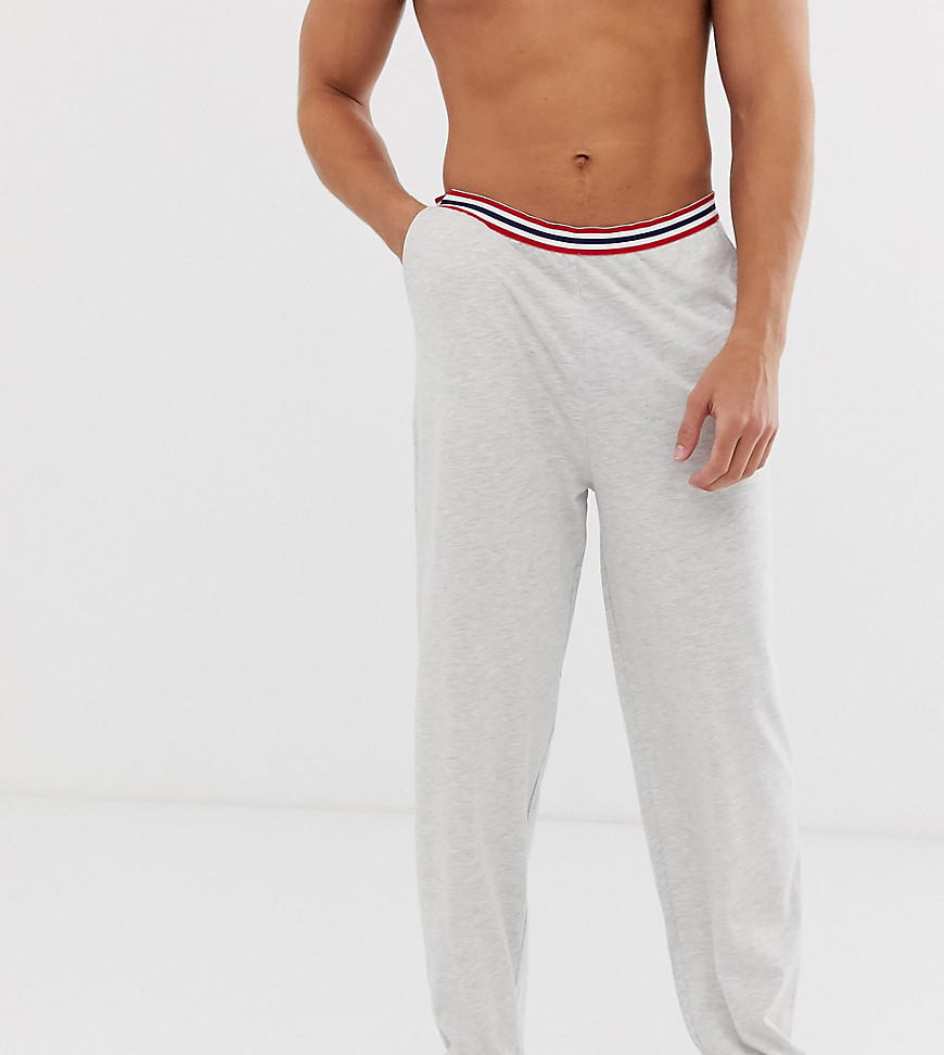 фото Серые меланжевые пижамные брюки для дома с поясом в полоску asos design-серый