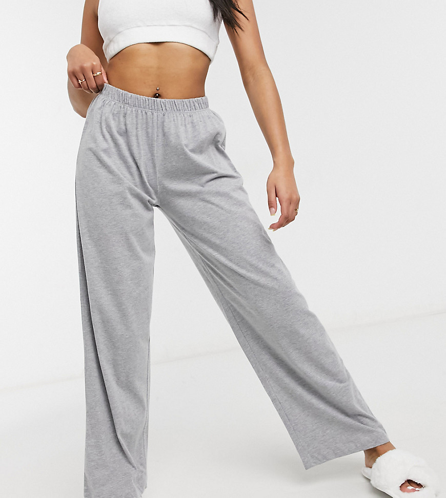 Серые меланжевые пижамные брюки прямого кроя от комбинируемого комплекта ASOS DESIGN Petite-Серый