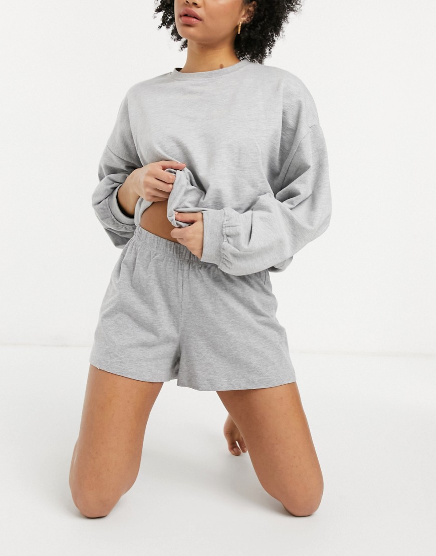 Серые меланжевые трикотажные шорты от пижамы -Серый ASOS DESIGN 11118265