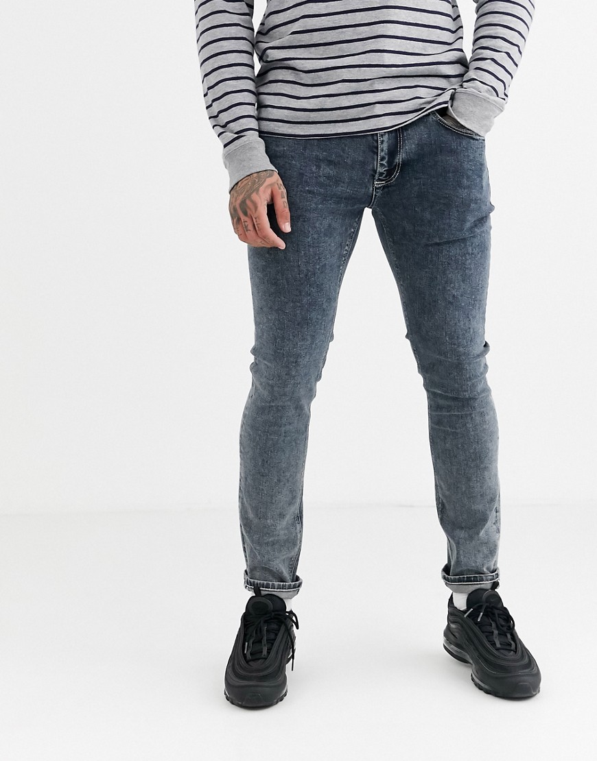 фото Серые мраморные джинсы скинни river island-серый