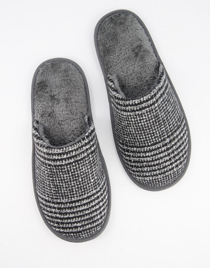 фото Серые мюли-слиперы с узором «елочка» burton menswear-серый