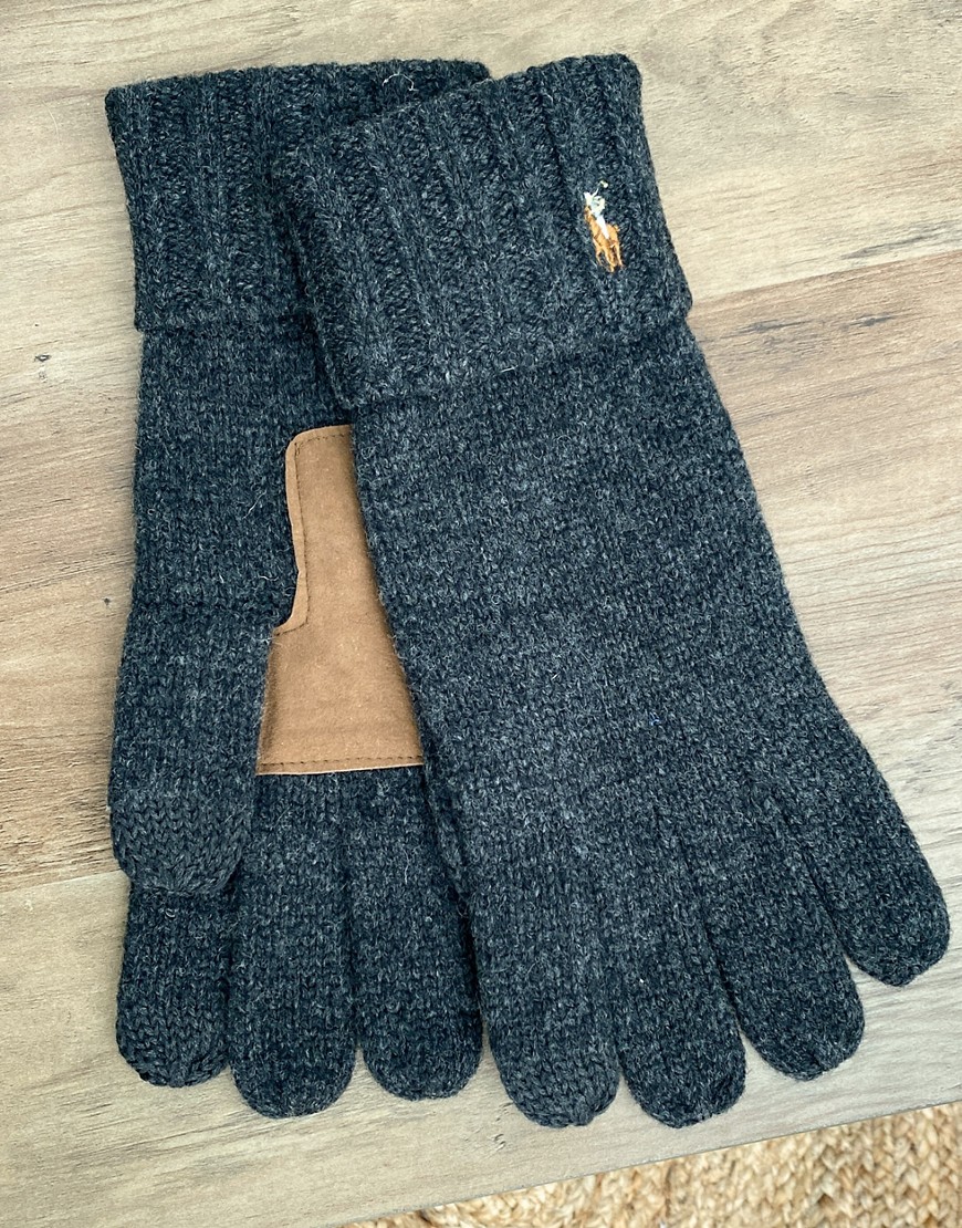 фото Серые перчатки с отделкой для сенсорных устройств polo ralph lauren-серый