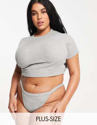 Серые стринги в рубчик Public Desire Curve-Серый