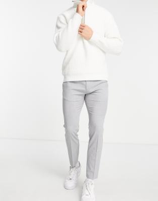 Брюки скинни  Asos Серые строгие брюки с эластичным поясом Topman-Серый