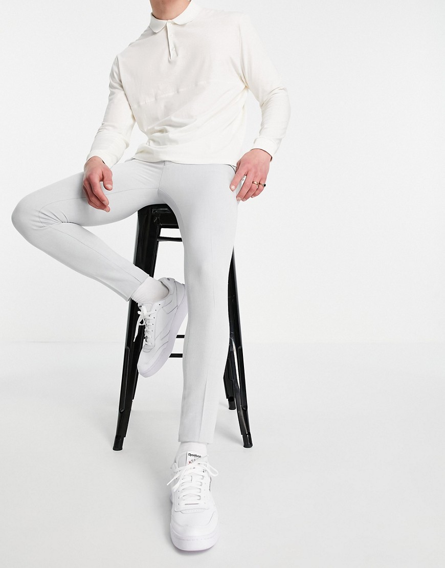 фото Серые строгие брюки супероблегающего кроя из ткани оксфорд asos design-серый