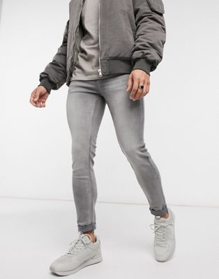 фото Серые супероблегающие джинсы из смесового органического хлопка topman-серый