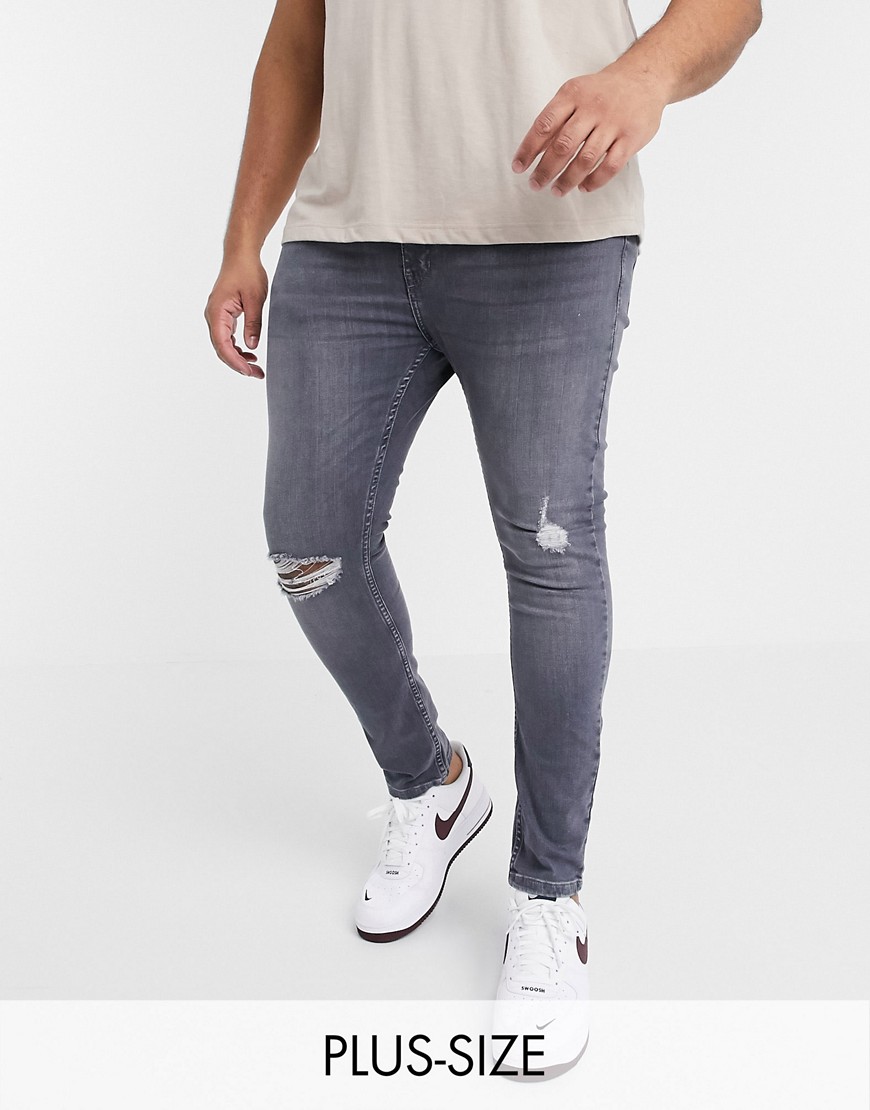 фото Серые супероблегающие джинсы new look plus-синий