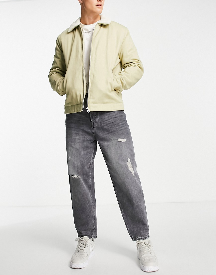 фото Серые укороченные джинсы свободного кроя с эффектом потертости only & sons-серый