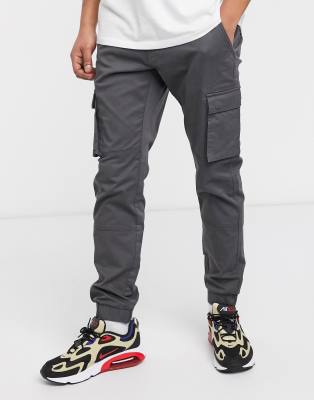   Asos Серые узкие брюки-карго с манжетами Only & Sons-Серый