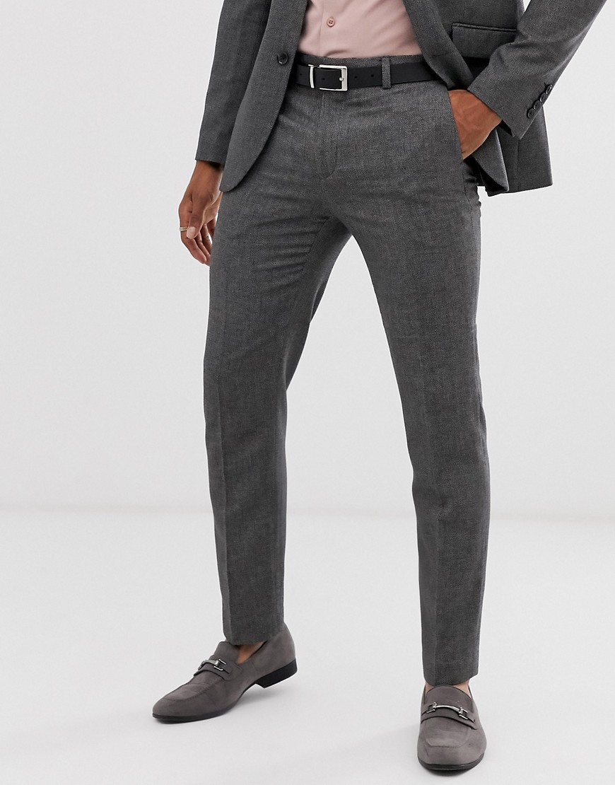 фото Серые узкие брюки в клетку burton menswear-серый