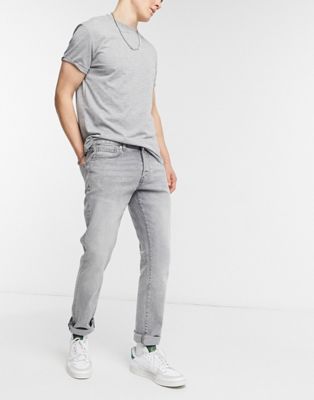 фото Серые узкие джинсы из эластичного органического хлопка topman-серый