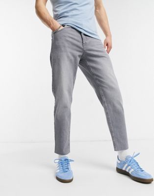 фото Серые выбеленные джинсы классического кроя с необработанными краями asos design-серый