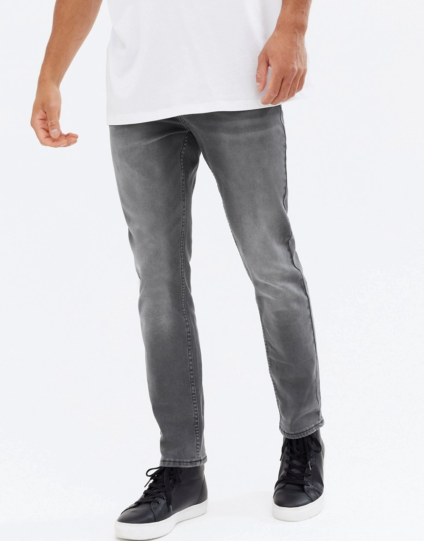 фото Серые выбеленные джинсы узкого кроя new look-серый