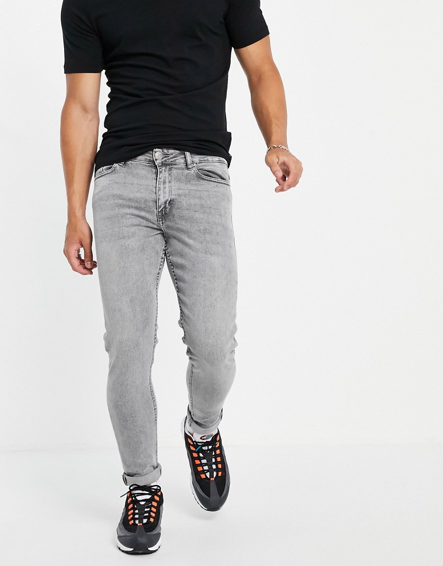 фото Серые выбеленные зауженные джинсы new look-серый