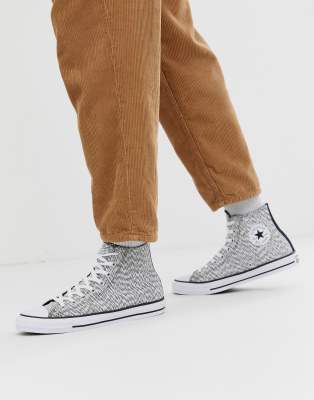 фото Серые высокие кеды с принтом converse all star chuck taylor-серый