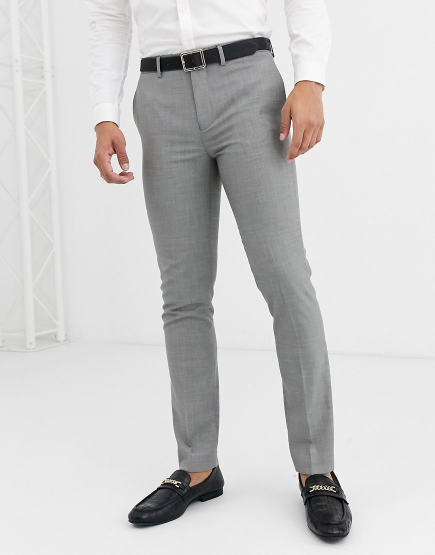фото Серые зауженные брюки topman-серый