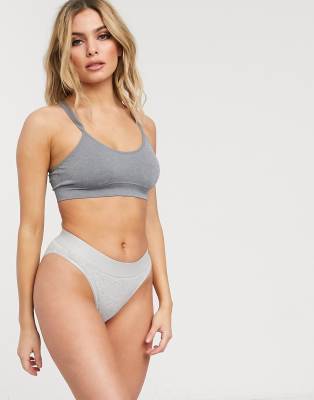 Серый бесшовный хлопковый бралетт в рубчик Womensecret Women'secret