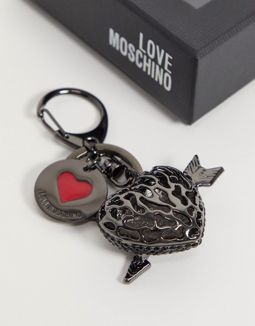 фото Серый брелок для ключей с подвеской в виде сердца love moschino