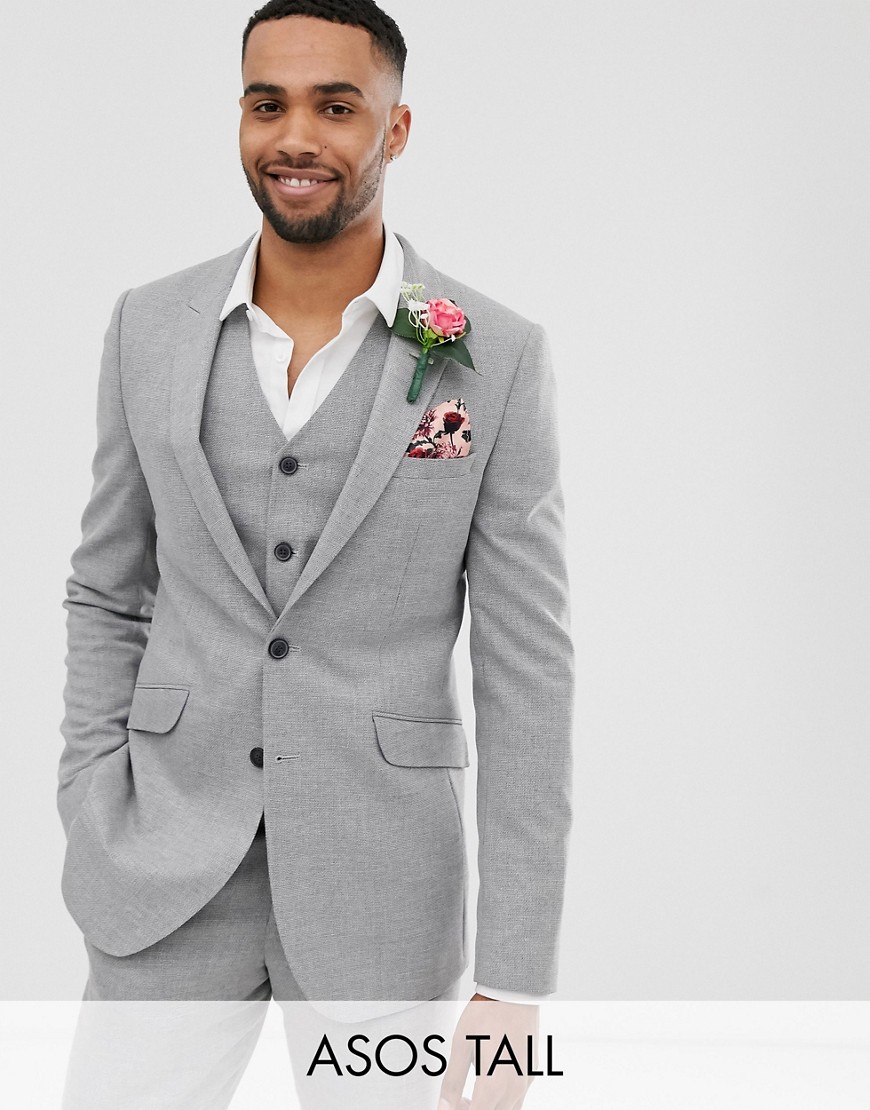фото Серый фактурный пиджак приталенного кроя asos design tall - wedding