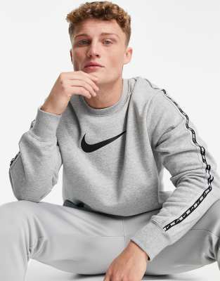 Cвитшоты  Asos Серый флисовый свитшот с отделкой тесьмой Nike Repeat