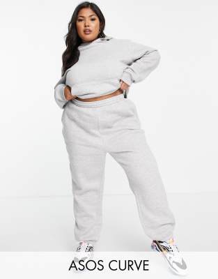 фото Серый меланжевый спортивный костюм в стиле oversized с худи и джоггерами asos design curve asos curve