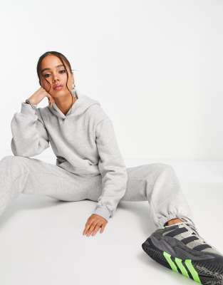 Спортивные костюмы Серый меланжевый спортивный костюм в стиле oversized с худи и джоггерами ASOS DESIGN