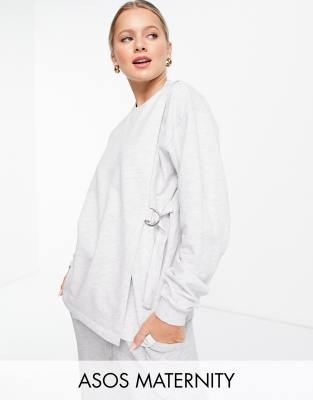 фото Серый меланжевый свитшот для кормящих мам с d-образным кольцом asos design maternity-розовый цвет asos maternity - nursing