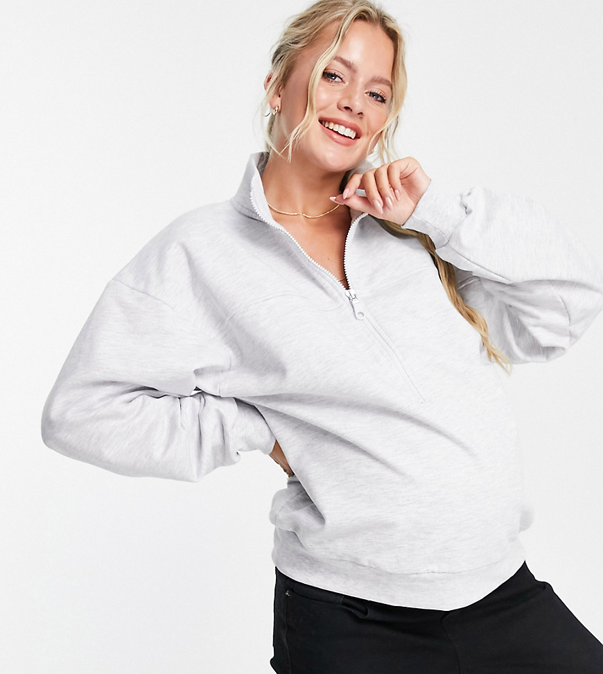 фото Серый меланжевый свитшот на короткой молнии для кормления asos design maternity asos maternity