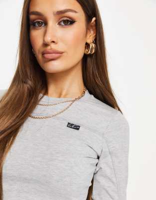   Asos Серый облегающий кроп-топ с длинными рукавами The Couture Club