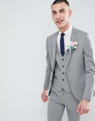 фото Серый облегающий пиджак river island wedding