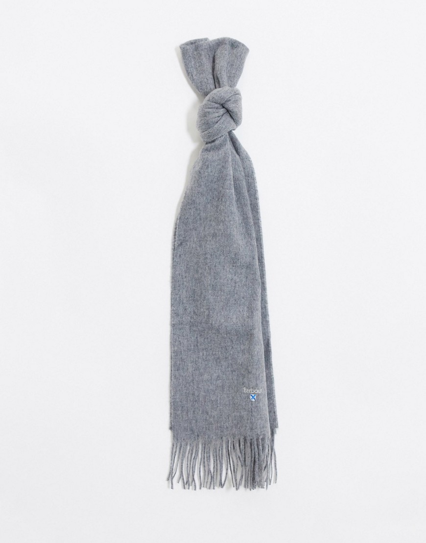фото Серый однотонный шарф из овечьей шерсти barbour