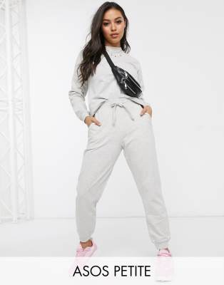 Серый спортивный костюм узкого кроя из свитшота и джоггеров ASOS DESIGN Petite