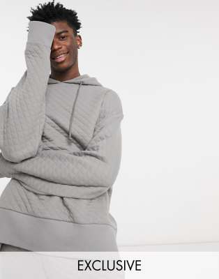 Худи и свитшоты  Asos Серый стеганый худи в стиле oversized COLLUSION