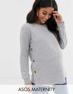 фото Серый свитшот для кормления с пуговицами по бокам asos design maternity asos maternity - nursing