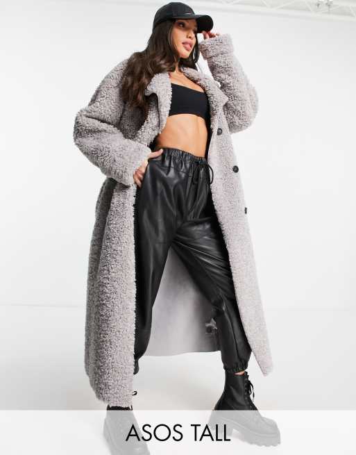 Серый тренч из овчины | ASOS