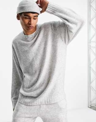 фото Серый вязаный джемпер в стиле oversized topman