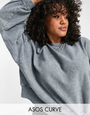 фото Серый выбеленный oversized-свитшот asos design curve asos curve