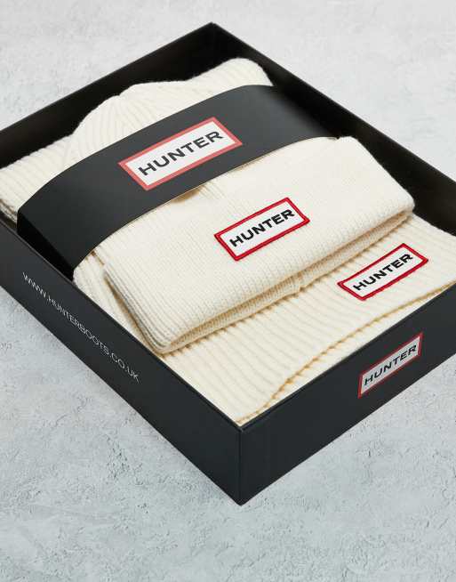 Set blanco antiguo de gorro y bufanda unisex de Hunter, 2 de 3