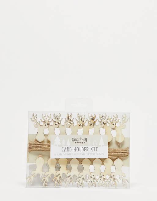 Set de 16 pinzas con forma de cabeza de ciervo para colgar tarjetas de Ginger Ray