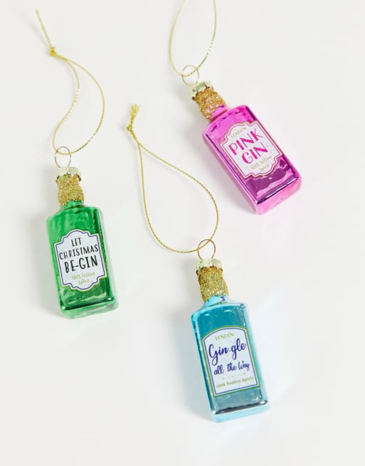 Set de adornos de Navidad con diseño de botellas de ginebra de Sass & Belle, 2 de 4